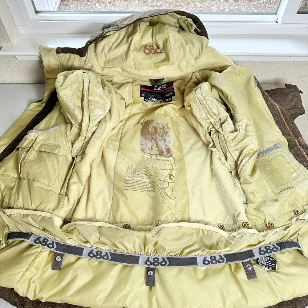 686 ACC Michael Akira West Mens M Snowboard‎ Ski Jacket Brown Heavy The Tiger